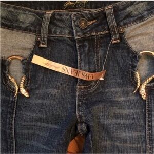 ABS Allen Schwartz Metal Snake Embellishment Jeans Vintage NWT 24 Statement Jean